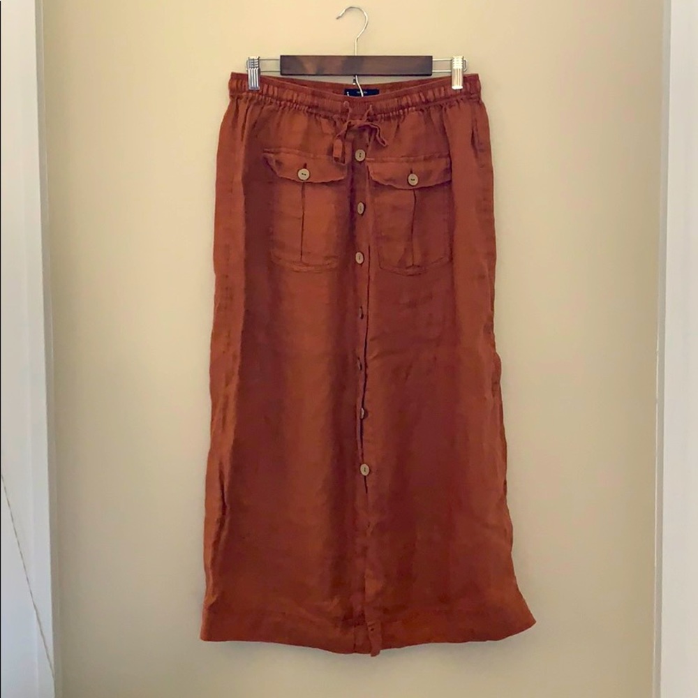 Boho linen midi skirt with waist tie!